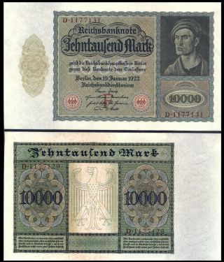 Germany 10.  000 Mark 1922 Letter F - Au - Pick 70 Letter F