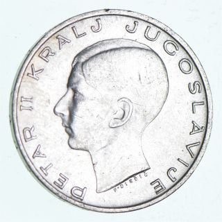 Roughly Size Of Quarter 1938 Yugoslavia 20 Dinara World Silver Coin 8.  9g 968