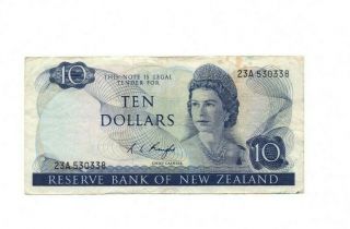 Bank Of Zealand 10 Dollars 1975 - 1977 Vf