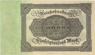 1922 50,  000 MARK GERMANY REICHSBANKNOTE CURRENCY NOTE UNC GERMAN BANKNOTE BILL 2