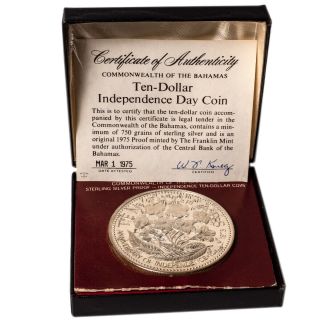 1975 Bahamas $10 Dollar Independence Silver Proof Coin