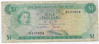 Bahamas P - 18b,  1965 1 Dollar Curculated Banknote