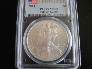 2014 Silver Eagle Pcgs Ms70,  First Strike,