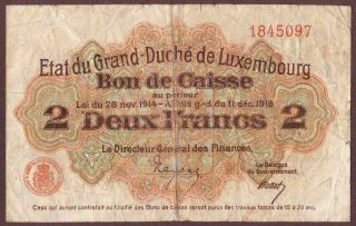 Luxembourg 2 Francs / Franken 1914 - 18