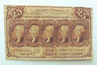 1862 Twenty Five Cent Postage Currency Civil War