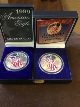 1999,  2000 1 Oz American Silver Eagle Colorized Show Your Spirit (2)