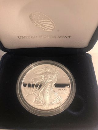 Us 2013 W American Eagle One Ounce Silver Proof Coin W/ Box And
