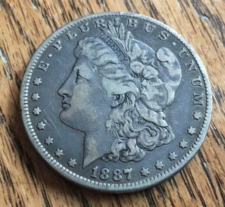 1887 P Morgan Silver Dollar - 90 Silver - Detail - Plastic Round