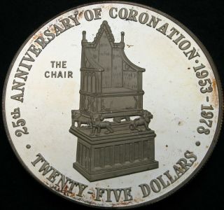 Cayman Islands 25 Dollars 1978 Proof - Silver - Coronation Jubilee Chair - 221 ¤