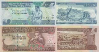 Ethiopia 2 Note Set: 5 & 10 Birr (2009/2017) - P46 -,  P47 - Unc