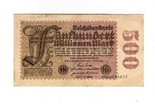 Xxx - Rare 500 Million Mark Weimar Inflation Banknote 1923 In Fine Con
