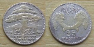 Lebanon Liban - Silver 25 Piastres Coin 1929 Year Km 7