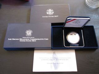 2000 Leif Ericson Millenium Commemorative Silver 1000 Kronur Proof Coin