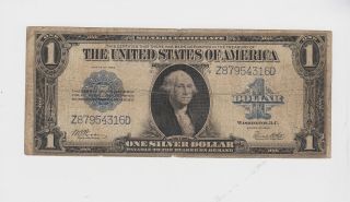 Series Of 1923 Large Size $1 Silver Certificate Currency Note Blue Seal No Res.