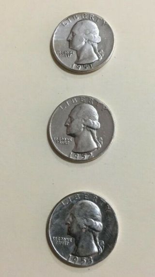 1951 1952 1953s Washington Quarter 25¢