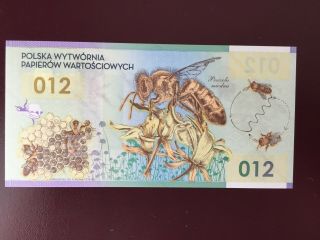 Honey Bee 012 Test Note Poland,  Pwpw,  Unc