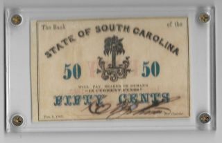 Csa Bank Of South Carolina Fractional Bank Note,  50 Cents,  Issued 2/1/63 Uncirc