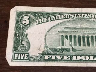 1934 D $5 DOLLAR BILL OLD US PAPER MONEY CURRENCY BLUE SEAL NOTE 5