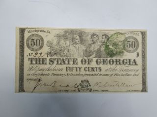 1863 State Of Georgia 50 Cent Fractional Note