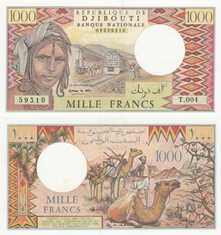 Djibouti 1000 Francs (nd/1988) - Woman/camel Caravan/p37e Unc