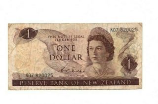 Bank Of Zealand 1 Dollar 1968 - 1975 F