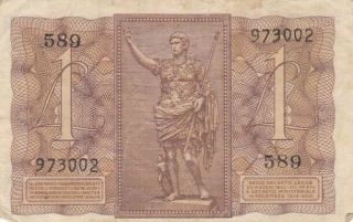1939 Italy 1 Lira Note,  Pick 26 2
