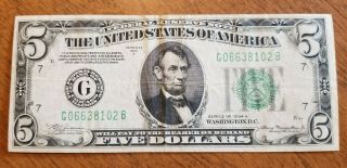 1934 A 5 Dollar Federal Reserve Note Bill Currency