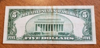 1934 A 5 Dollar Federal Reserve Note Bill Currency 2