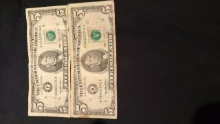 2 Old $5 Dollar Bills 1993 1995 Five Dollar Bills
