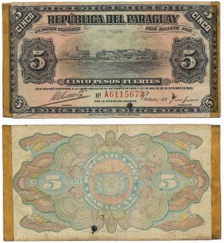 Paraguay Note 5 Guaranies L.  1920&23 Moreschi - Insfran P 149