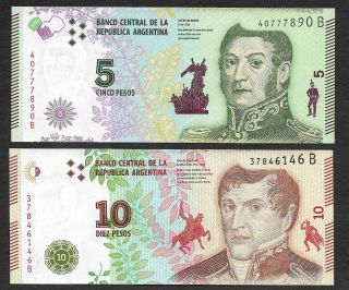 Set Argentina 5 10 Pesos 2015 Unc