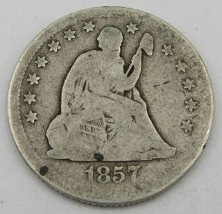 1857 P Seated Liberty Silver Quarter - Item 9674