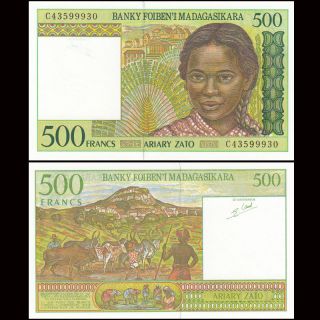 Madagascar 500 Francs,  1994,  P - 75,  Unc