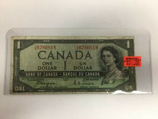 1954 Canada $1 Banknote Devil 