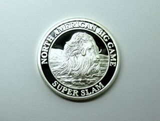 North American Big Game N.  A.  H.  C.  Muskox 1 Oz.  Fine.  999 Silver Medal
