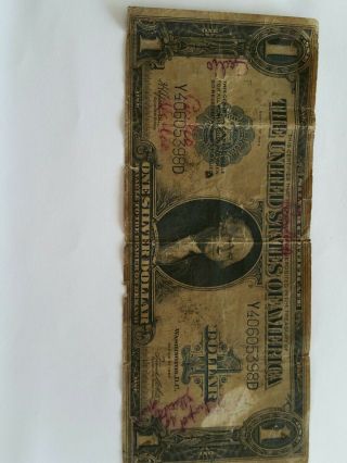 1923 One Dollar Bill Silver Certificate Circulated