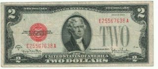 1928 G United States $2 Two Dollar Bill Red Seal Ea Block Currency Note H5567638