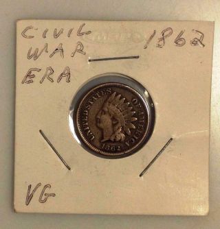 Us Indian Cent - United States Civil War Era Copper Nickel 1862 Us Ship