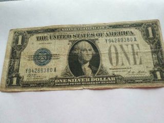 1928 - A Silver Certificate United States $1 Silver Dollar Bill " Funny Back "