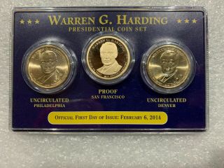 2014 Warren G.  Harding First Day Of Issue Presidential Coin Set - P D Proof S