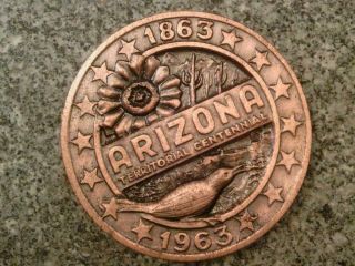 Copper Arizona Territorial Centennial Coin - Medal