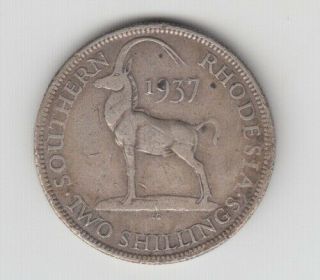 2 Shillings 1937 Southern Rhodesia George Vi Silver Coin