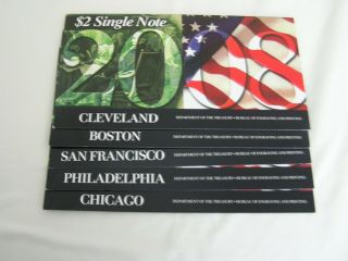 2008 $2 Single Note (cleveland,  Boston,  San Francisco,  Philadelphia,  Chicago)