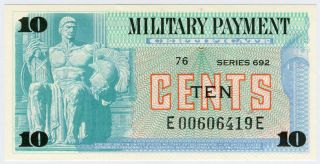 Us Military Payment Certificate Mpc 10 Cents Note Series 692 Crisp Gem - Unc.