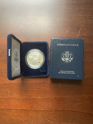 1995 - P 1 Oz.  Of.  999 Fine Silver American Eagle Proof Coin W.  Box
