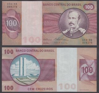 Brazil 100 Cruzeiros Nd 1974 Unc Crisp Banknote P - 195aa
