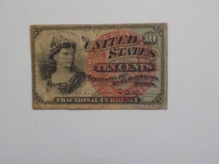 Fractional Currency 1800s 10 Cents Note United States Paper Money Old American