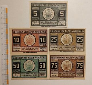 Jb Deutsches Notgeld Wunstorf 5,  10,  25,  50 And 75 Pf,  Complete Series