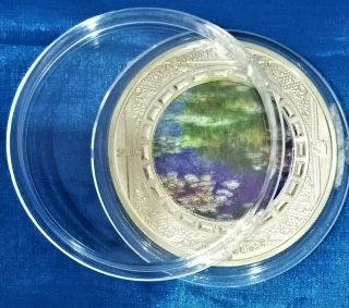 2015 $20 Cook Islands Masterpieces Of Art Water Lilies 55mm Silver Plated Coin