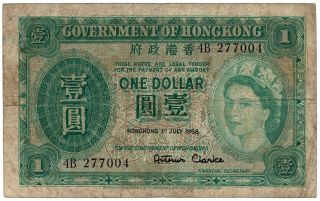 Government Of Hong Kong July 1st 1958 Issue 1 Dollar Pick 324b Foreign Banknote